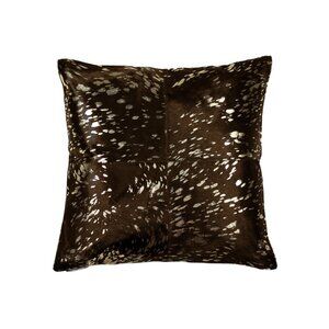Natural Home Decor Torino Cowhide Pillow | 1-Piece | Chocolate & gold | 18"x18"